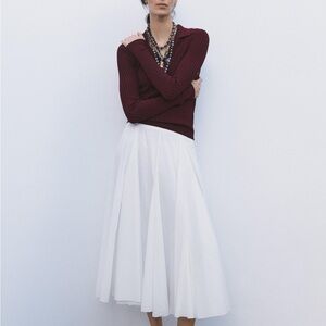 Zara Women’s Collection Box Pleat Midi Skirt